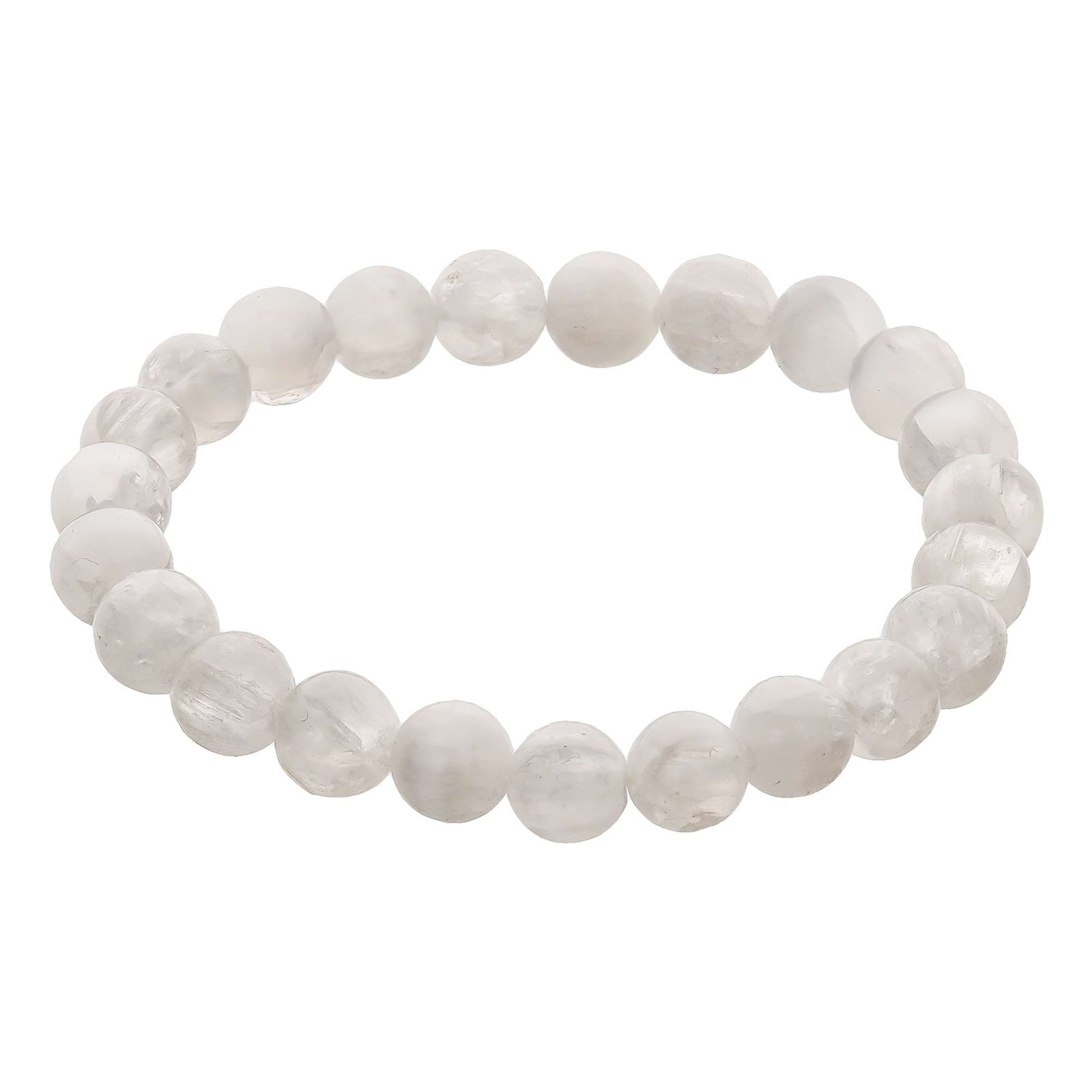 Selenite Crystal Bead Bracelet ? Healing Crystal Bracelet for Women and Men's Gifts ? 8mm Round Beaded Stretchy Healing and Protection Gemstone Bracelet